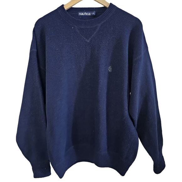Nautica Crewneck Sweater Men Sz Lg Thick Fall Warm Cozy Outdoor Classic Normcore - Picture 1 of 8